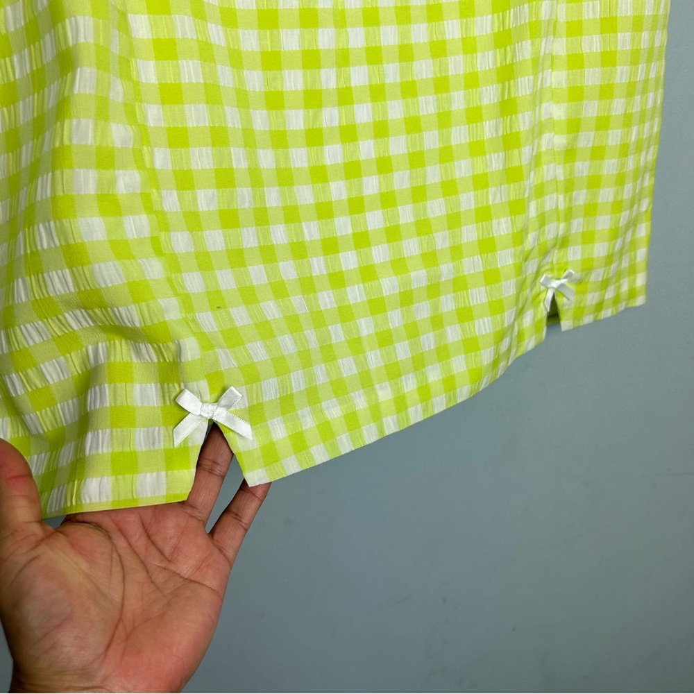 For Love And Lemons Maureen textured gingham mini skirt princess Seam slits 1X - Picture 7 of 12